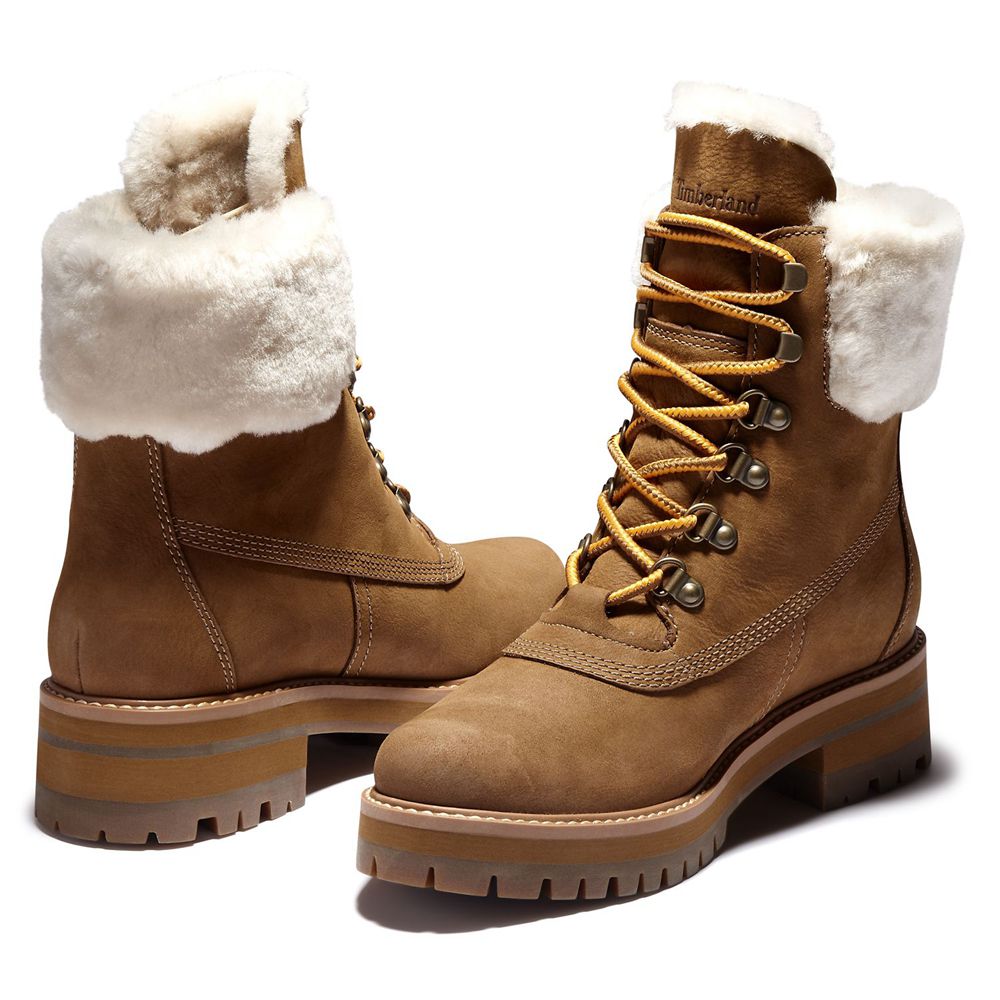 Timberland Womens 6-Inch Boots Courmayer Valley Waterproof Shearling - Brown - India XY9785142